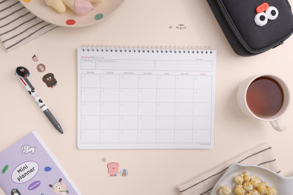 สมุดแพลนเนอร์ PP month planner สีเขียว